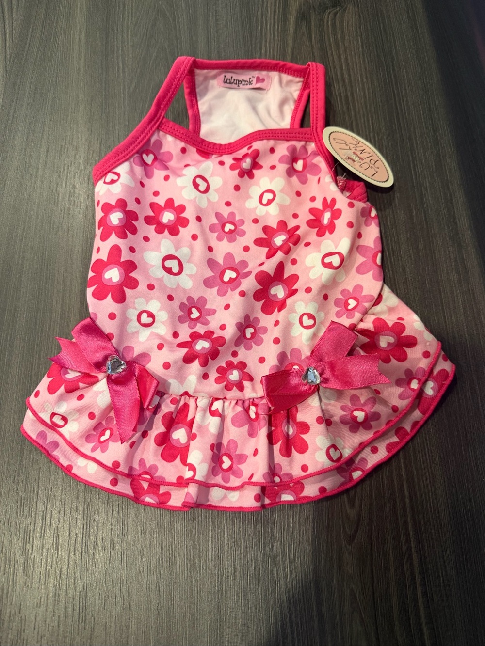 Pink Floral Ruffle Swim Dress for pets 🐶